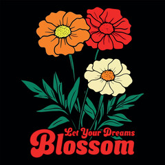 Flowers typography vector t-shirt design print