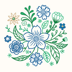 Abstract seamless floral vector pattern background with flowers and leaves