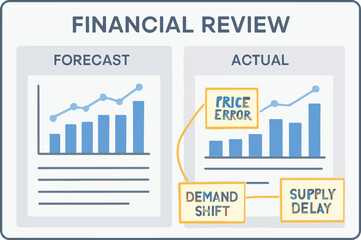 Forecast vs Actual Financial Review &mdash; Performance Gap Analysis Vector