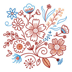 Floral seamless pattern with flowers and leaves design