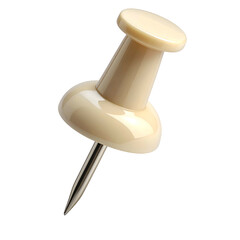 A single, off-white thumbtack with a sharp silver pin, isolated against black