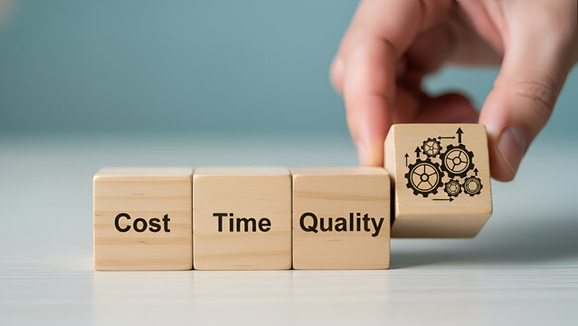 Triple Constraint: Cost, Time & Quality Wood Blocks
