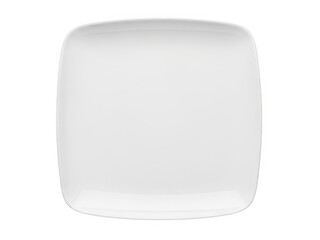 Elegant white square ceramic plate isolated on transparent background