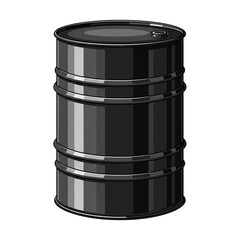 Classic black oil drum with clipping path on transparent background