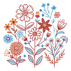 Seamless floral vector pattern with flowers and leaves background