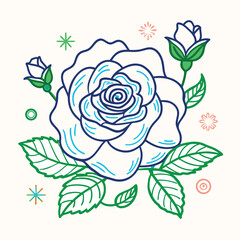 Bouquet of roses vector floral illustration with pink flowers and leaves