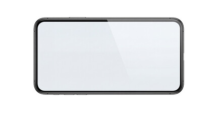 High resolution 4k realistic smartphone screen with blank white display and sleek black frame isolated on clean white background for mockup and design purposes