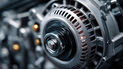 Fototapeta premium Automotive engine alternator close-up