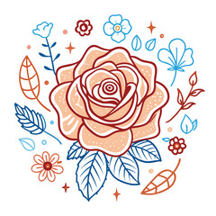 Bouquet of pink roses vector illustration with floral design