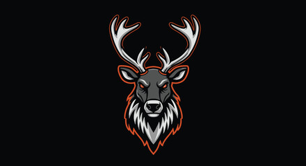 Intense Stag Emblem with Glowing Eyes and Antlers Artwork