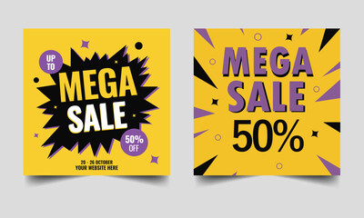 mega sale social media post design template
