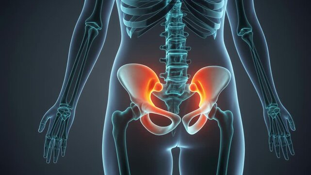 3D Medical Animation of Human Pelvic Bone Rotation and Ischial Spine Highlight