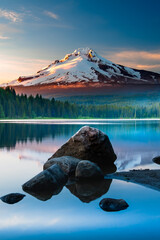 Volcano mountain Mt. Hood, in Oregon, USA.