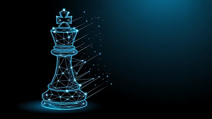 Dynamic Digital Chess King: Futuristic Low Poly Strategy & AI Icon