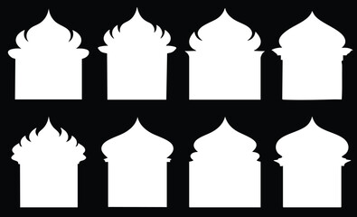 white silhouettes of various flame topped towers on black background © MD. BELAL UDDIN