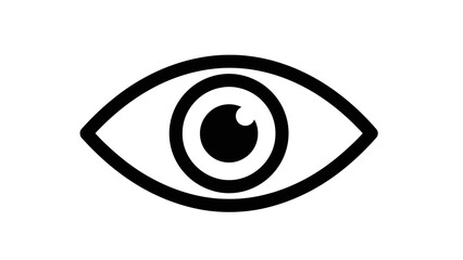 Simple Black Eye Icon Symbolizing Vision and Awareness on Isolated White Background