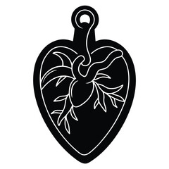 heart charm line vector on white background