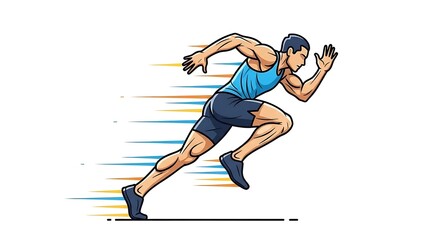 Man running fast with motion blur effect