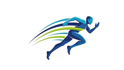 Dynamic runner in motion with colorful speed lines