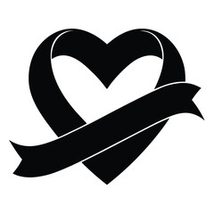 heart ribbon vector on white background