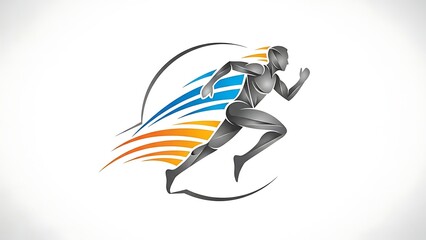 Dynamic runner in motion with colorful speed lines