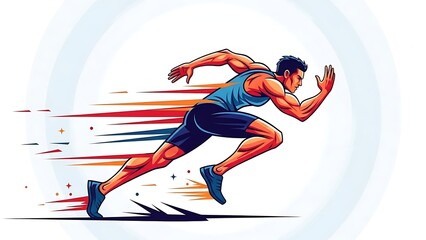 Man running with motion lines, symbolizing speed and determination