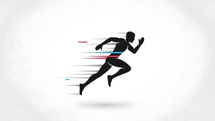 Dynamic runner silhouette speeding forward with motion blur