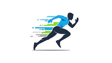 Man running fast with motion blur effect behind him