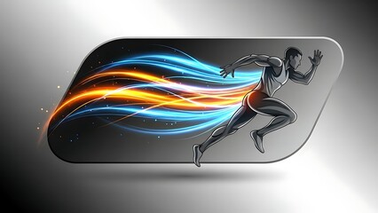 Man running with vibrant glowing light trails behind him