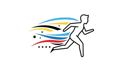 Dynamic runner silhouette with colorful abstract background