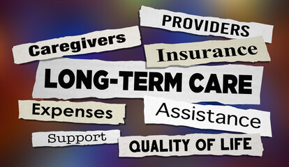 Long-Term Care News Headlines Health Needs Provider Caregivers 3d Illustration