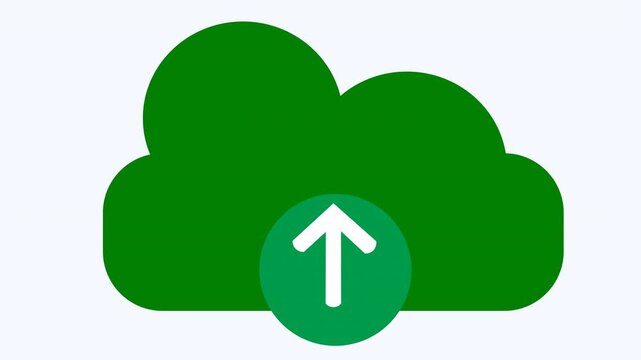 Green cloud with a white arrow pointing upward, suitable for business presentations, environmental concepts, progress tracking, technology designs, energy visuals.