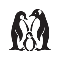 penguin family vector silhouette clip art abstract outline logo design illustration © MdBadal