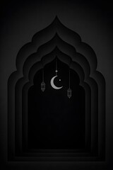 Elegant moon and lanterns in archway