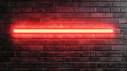 Glowing red neon light bar on brick wall background