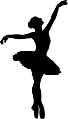 Silhouette of a ballerina in a graceful pose elegant dance illustration for performance and artistic concepts isolated on white background