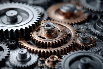 Exploring the intersection of innovative gear mechanics through intricate details of various metal gears and their unique designs in a close-up view showcasing engineering excellence