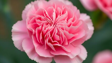 Vibrant pink carnation flower close-up with ruffled petals. Generative AI. 
