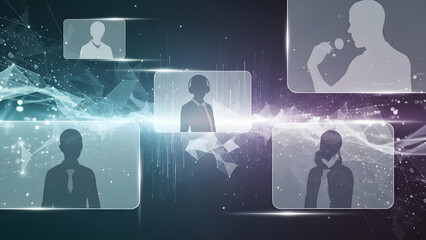 business people on abstract background. GENERATIVE AI