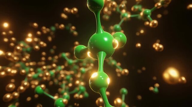 3D Animation of Oxytocin Molecule Structure with Bokeh Effect
