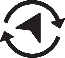 Black arrows forming circular motion with play button in center