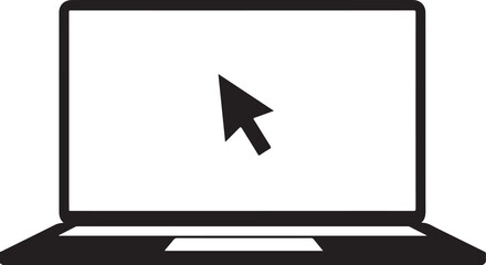 Two laptops with cursor arrows moving between screens in black and white