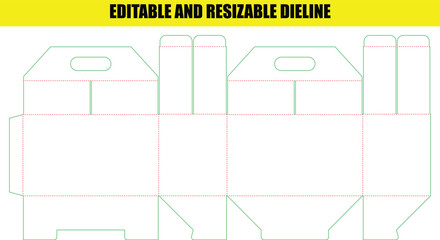 Editable and Resizable Die Line Template for Custom Packaging Folding Box