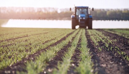 Tractor working in the field - Agriculture and farming concept.
