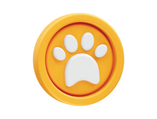 Dog paw icon 3d render illustration 