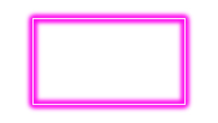Pink rectangular empty frame with neon glow. Neon effect pink border. Neon glowing pink blank rectangle for picture or video frame. Vector illustration. © LionStudio