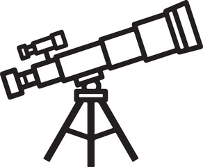 Detailed illustration of a large telescope on a tripod stand for astronomy and stargazing