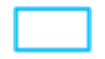 Blue rectangular empty frame with neon glow. Neon effect blue border. Neon glowing blue blank rectangle for picture or video frame. Vector illustration. © LionStudio