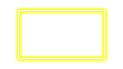 Yellow rectangular empty frame with neon glow. Neon effect yellow border. Neon glowing yellow blank rectangle for picture or video frame. Vector illustration.