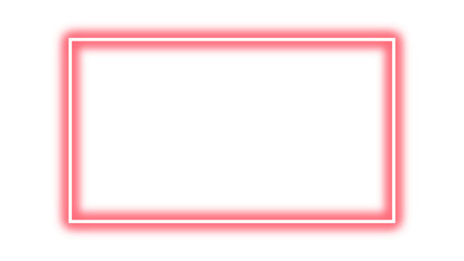 Rose pink rectangular empty frame with neon glow. Neon effect pastel pink border. Neon glowing coral red blank rectangle for picture or video frame. Vector illustration.